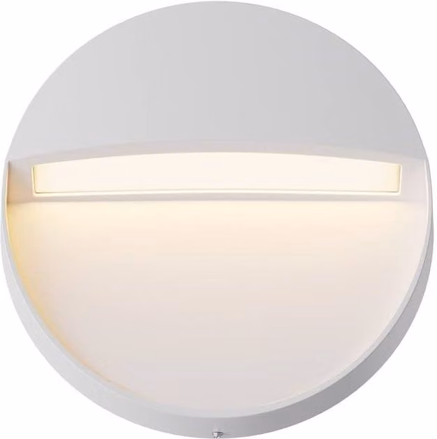 Netlighting Mane Round Outdoor LED Flush Wall Lamp in White, 3000K Warm White, 100lm, IP54 Rated