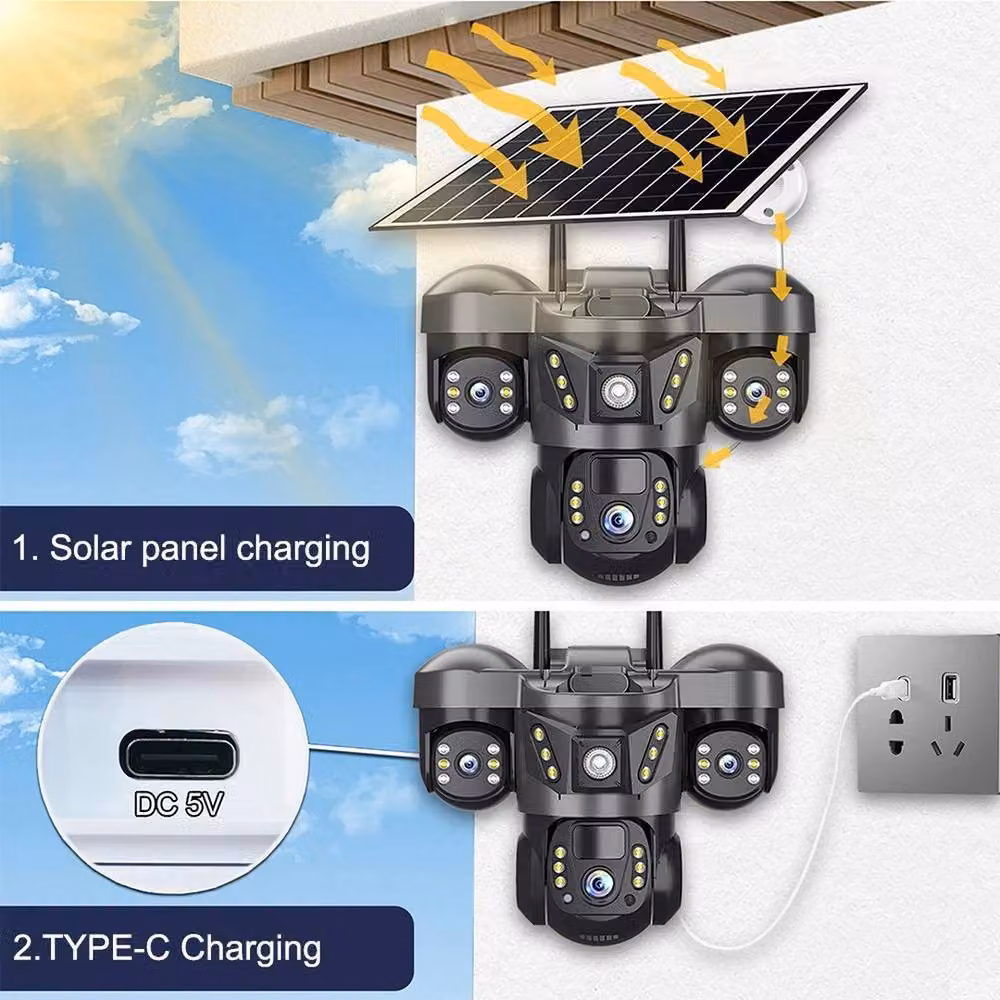 NESTLUNE 15MP 3 Lens Solar WiFi PTZ Security Camera with 10X Zoom, Black – 3