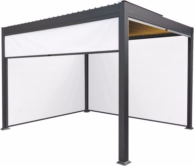 Monster Shop Modern Grey Aluminium Pergola with Blinds and LED Lights, 300 cm