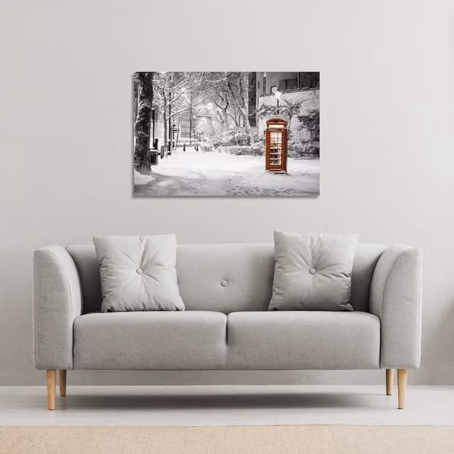 Benjamin Tate Design LTD London Snow Gallery Canvas in White and Multicolour, W: 61 cm, H: 41 cm, D: 1 cm
