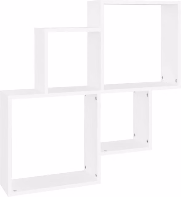 Berkfield Home Wall Mounted Cube Shelf, White, W: 80 cm, D: 15 cm, H: 78.5 cm