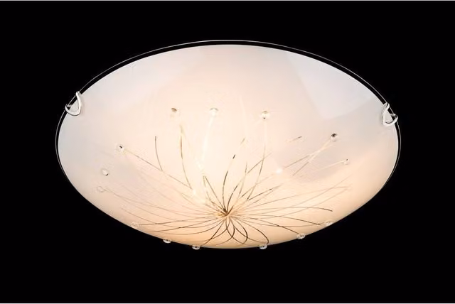 Globo Lighting Calimero I Modern Round Glass Ceiling Light in White and Chrome, 3x E27, W: 40 cm, D: 40 cm, H: 40 cm – 4