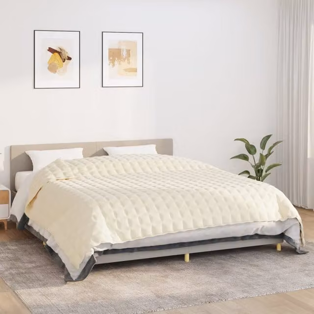Berkfield Home Weighted Blanket in Beige, W: 235 cm, D: 290 cm