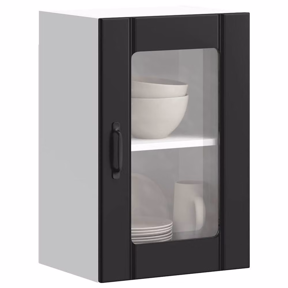 Berkfield Home Lucca Black Wall Mounted Kitchen Cabinet with Glass Doors, W/D/H: 60 x 40 x 31 cm – 2
