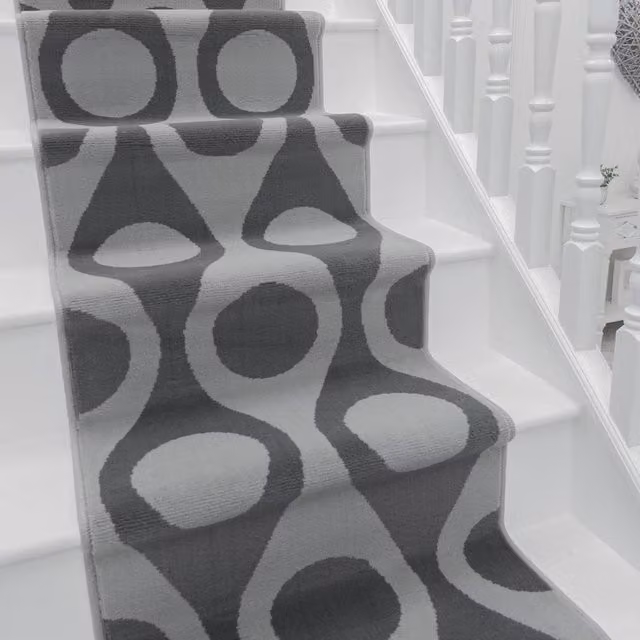 runrug Pop Stair Runner Carpet in Grey, W: 60 cm x L: 450 cm