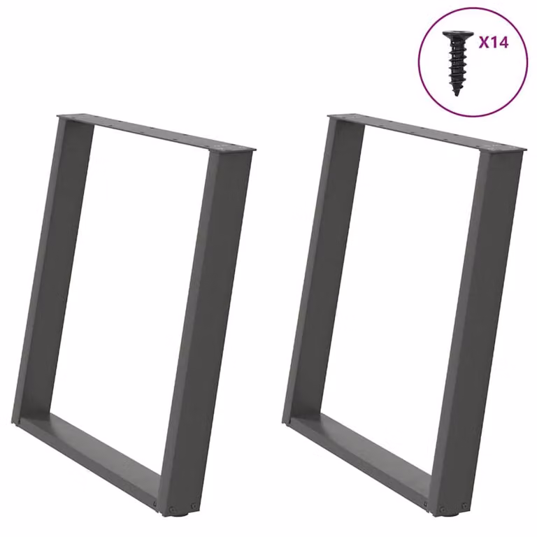 Berkfield Home Modern vidXL U-Shaped Dining Table Legs, 2 Pieces, Anthracite, Height: 70 cm