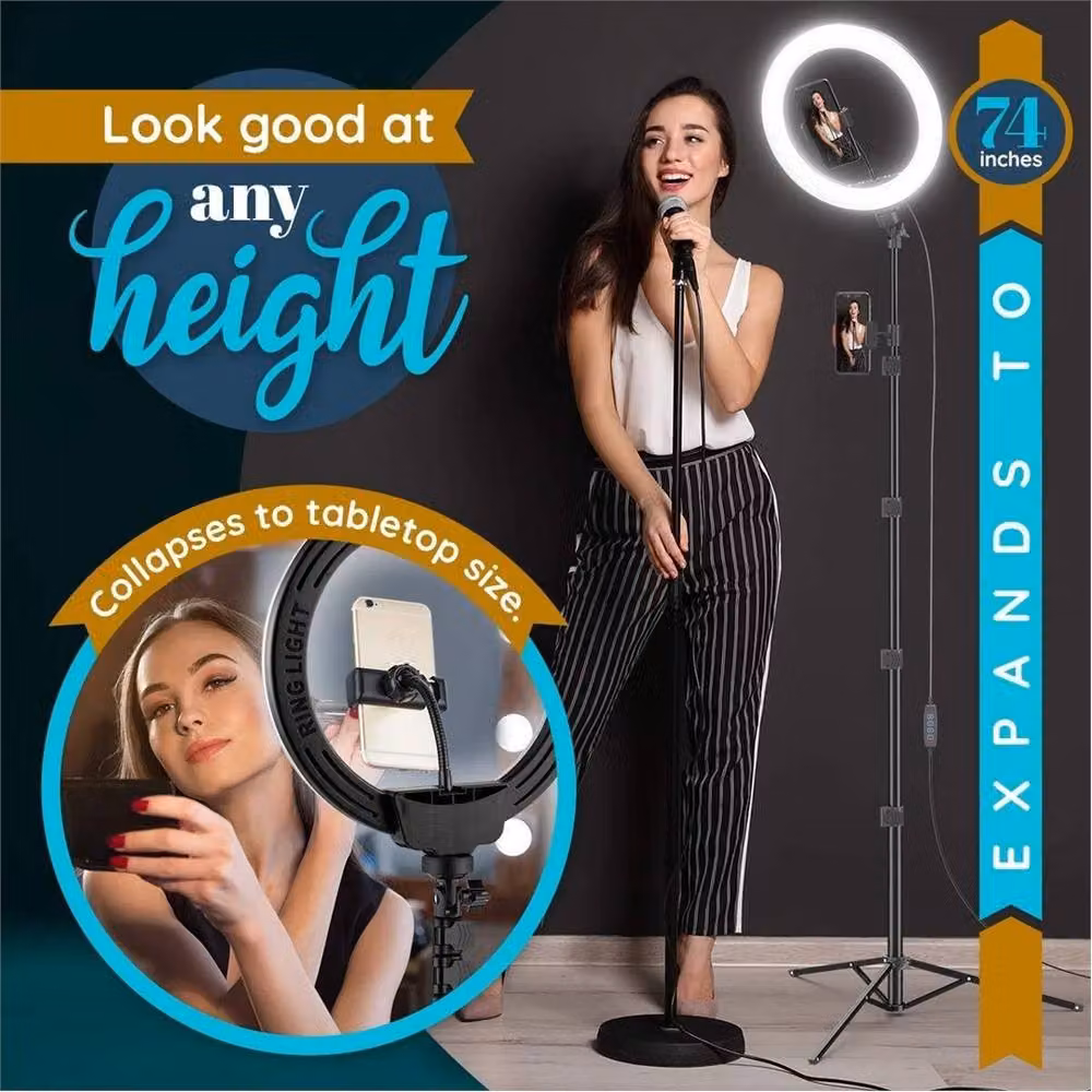 Nordara 10 inch LED Ring Light with Adjustable Stand in Black – 3