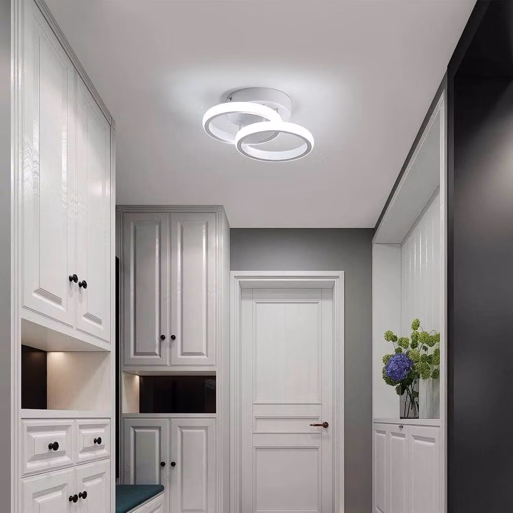 Goeco 22W LED Ceiling Light in White with Double Round Design and 6500K Cool White Light – 2