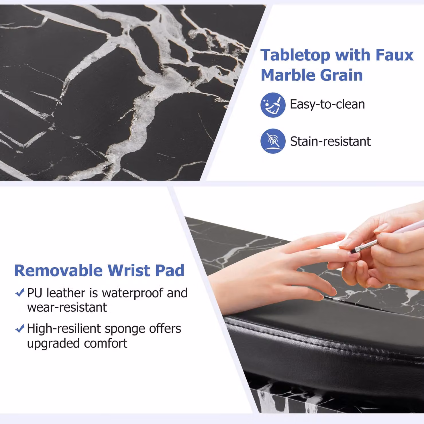 Costway Folding Manicure Nail Table with Electric Dust Collector and Carry Bag in Black – 3