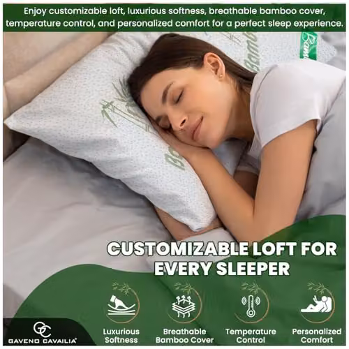 GAVENO CAVAILIA White Bamboo Memory Foam Orthopaedic Neck Support Pillow – 2