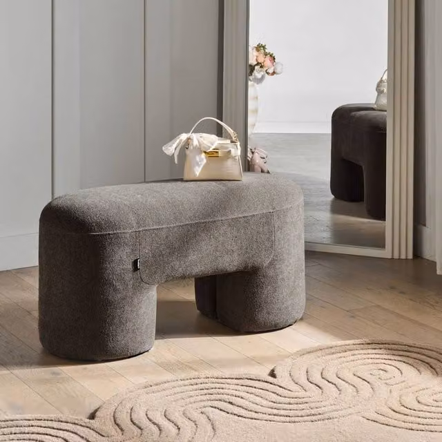Wyld Haus Boucle Bench Pouffe Brown W88 x D39 x H46 cm