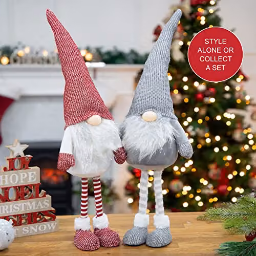 The Christmas Workshop Felt Gnome Ornament in White and Red – 4