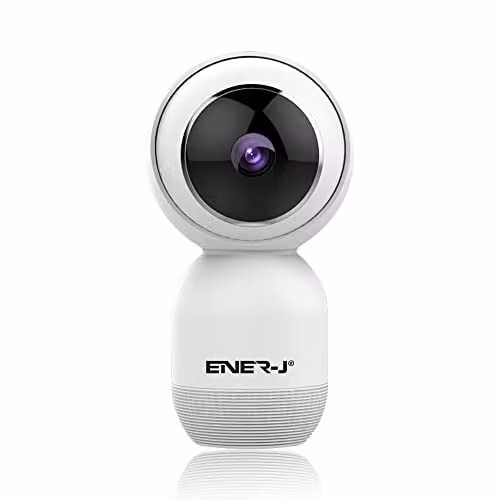 ENER-J Smart WiFi Indoor Security Camera, 1080P HD Pan-Tilt with Night Vision, Two-Way Audio and App Control, White
