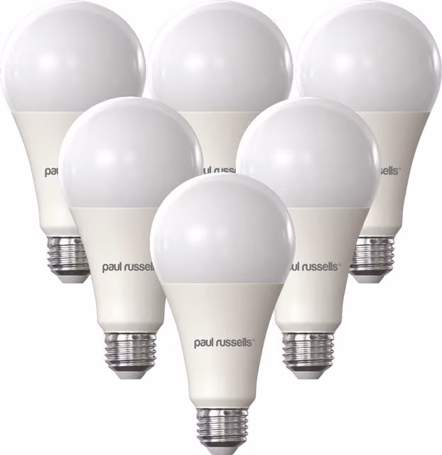Paul Russells 16W LED E27 Globe Bulb, Warm White, Pack of 6