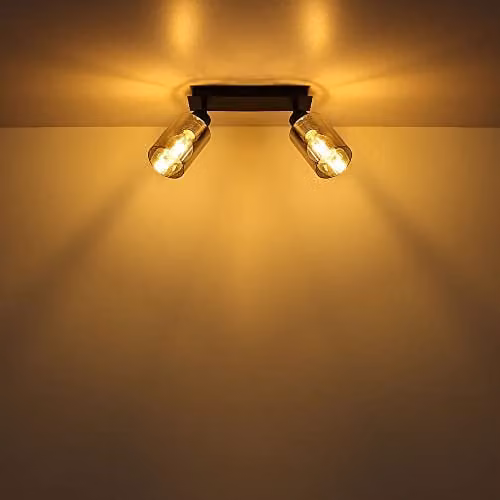 Netlighting Hadera Modern Adjustable Ceiling Light with Smoke Glass Shades in Black and Grey, 2x E27, W/D/H: 27 x 9 x 21.5 cm – 1