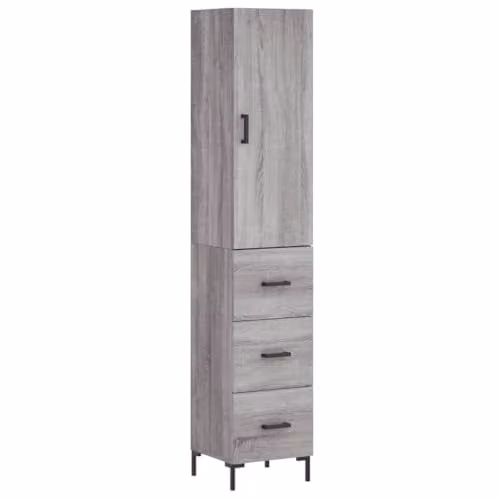 vidaXL Modern Grey Sonoma Highboard in Engineered Wood, H 180 x W 34.5 x D 34 cm – 1