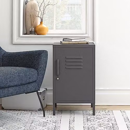 DHP Furniture Bradford Industrial Metal Locker End Table in Grey, W/D/H: 38.0 x 40.0 x 68.99 cm – 2