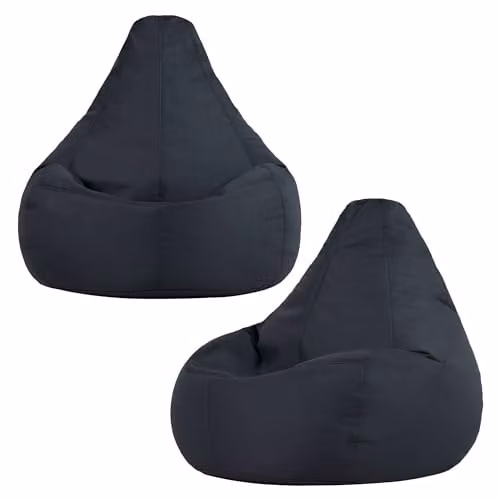 Bean Bag Bazaar 2 Pack of Grey Outdoor Bean Bags with Filling Included and Water Repellent Fabric – 1