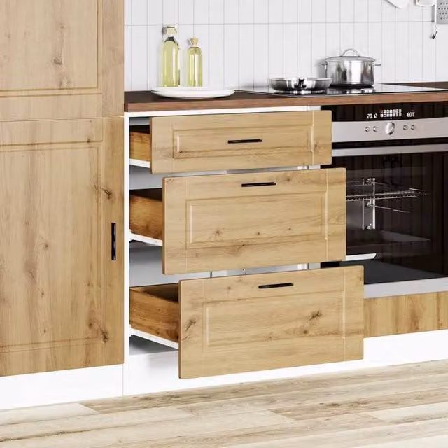 Berkfield Home Porto Artisan Oak Kitchen Base Cabinet, Brown, H 81.5 x W 60.0 x D 46.0 cm – 1
