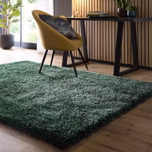 e-Rugs Chicago Contemporary Plain Thick Soft Deep Pile Shaggy Rug, Forest Green, W: 160 cm, L: 230 cm – 2