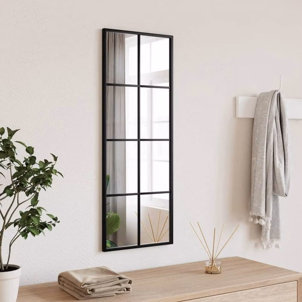 Berkfield Home Black Rectangular Wall Mirror with Metal Frame W: 30 cm, H: 80 cm – 2