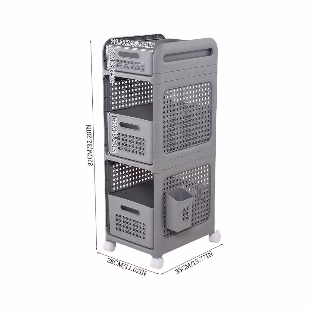 KORVIXA Rolling Kitchen and Bathroom Organizer Cart in Grey, W: 70 cm, H: 75 cm – 2