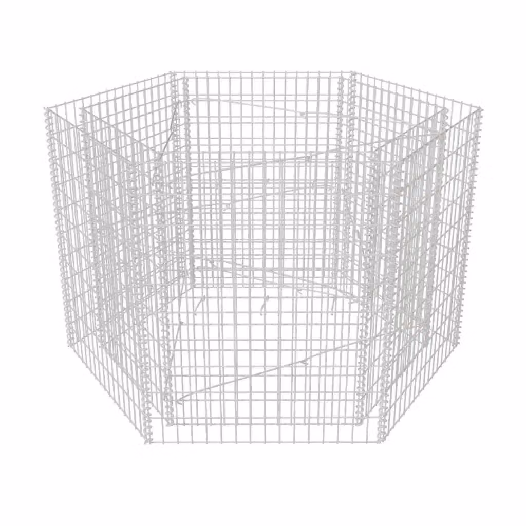 Berkfield Home Hexagonal Gabion Raised Bed in Silver, W/D/H: 160 x 140 x 100 cm – 2