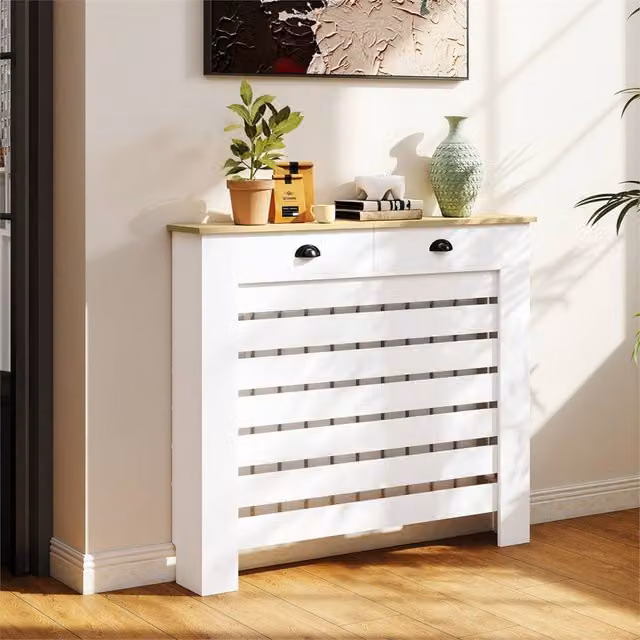 Kelvenix 111 Heating Radiator Cover with Drawer in White, W/D/H: 100 x 40 x 40 cm – 1