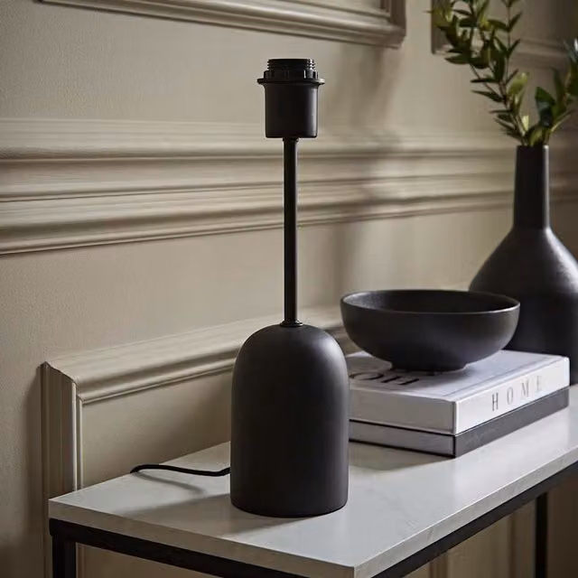 ValueLights Kaiden Modern Dome Table Lamp Base, Black