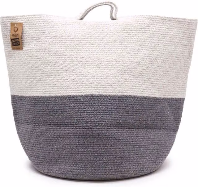 KDMK Cotton Rope Laundry Storage Basket, Grey, H 45 x W 40 x D 40 cm