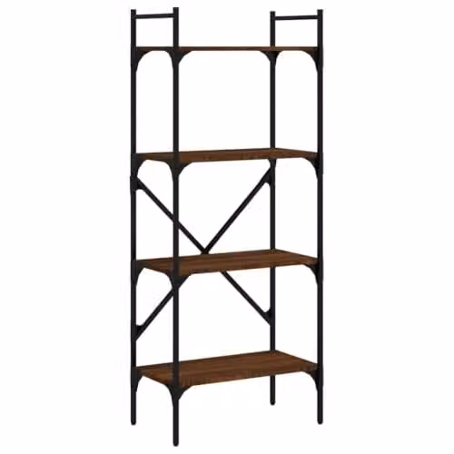 vidaXL 4-Tier Industrial Bookcase in Brown, W: 56 cm, D: 31.5 cm, H: 138.5 cm – 1