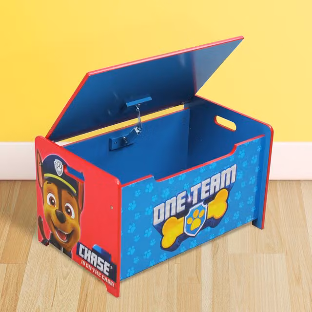 Nixy Children Paw Patrol Deluxe Wooden Toy Box Bench in Pink and Blue
