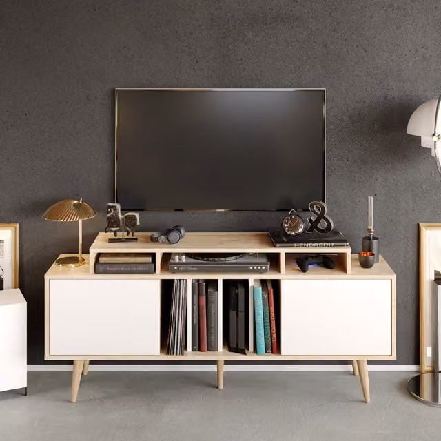 Decorotika Charlize Scandinavian Style TV Unit in White and Oak