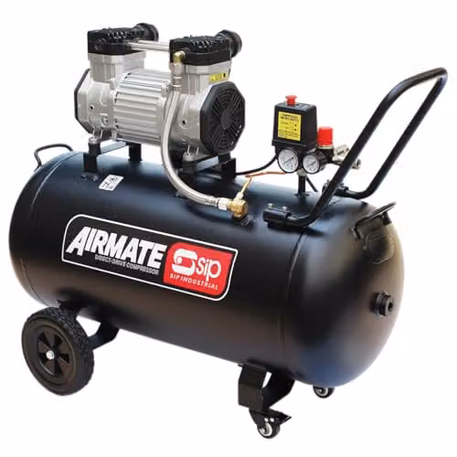 SIP Airmate Low Noise Oil-Free Direct Drive Air Compressor, Black, 100L, 2.2kW, 8 Bar