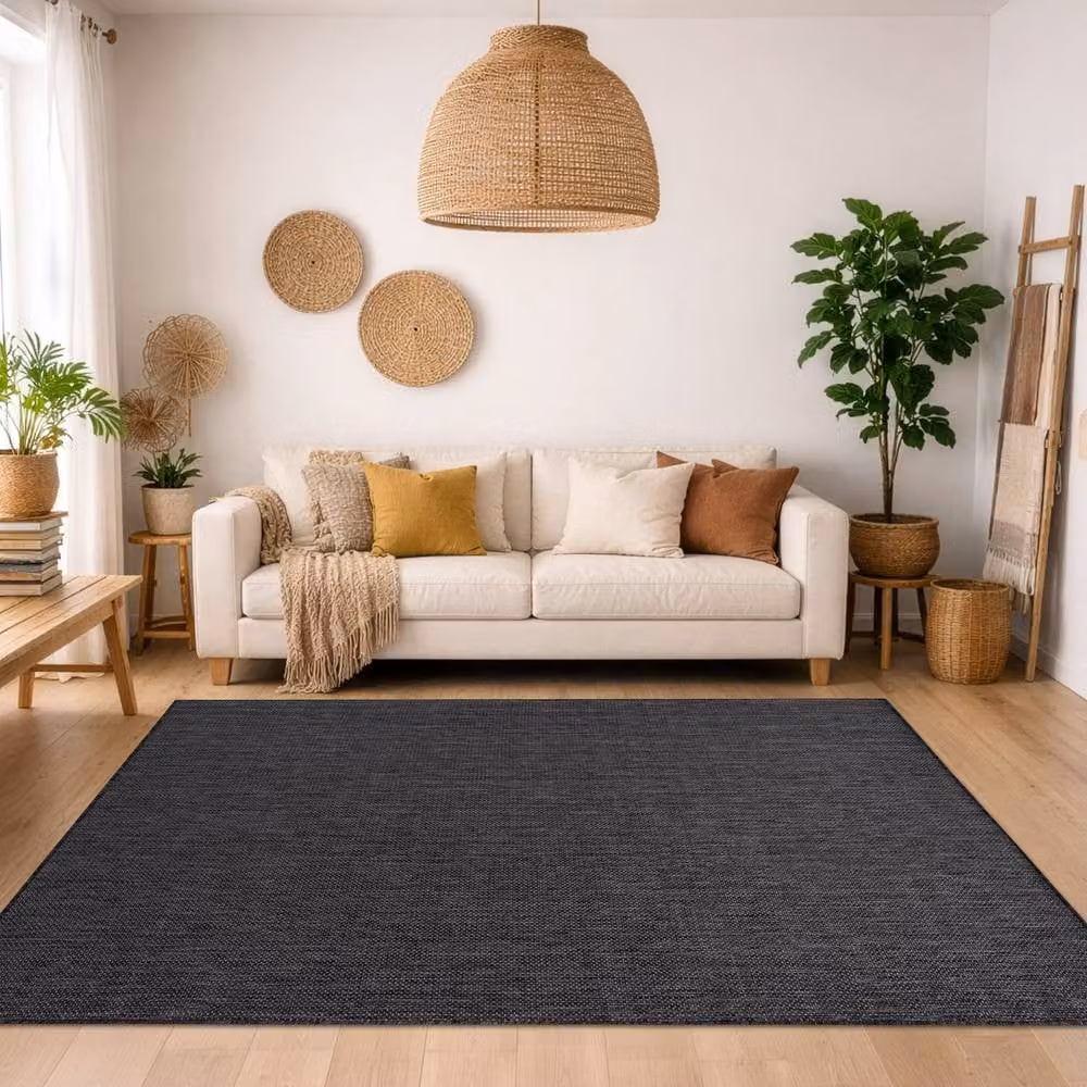 RugsX Sion Modern Black Flat Weave Rectangular Rug, W: 180 cm, D: 270 cm – 3