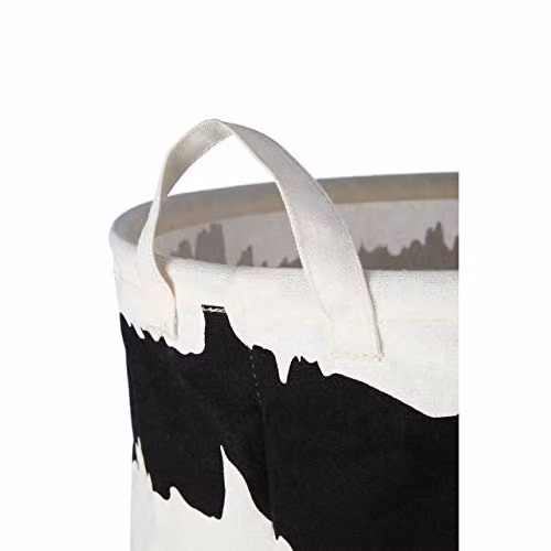 Orsina Black and White Fabric Storage Basket with Handles and Geometric Pattern, W/D/H: 38.0 x 48.0 x 38.0 cm – 2