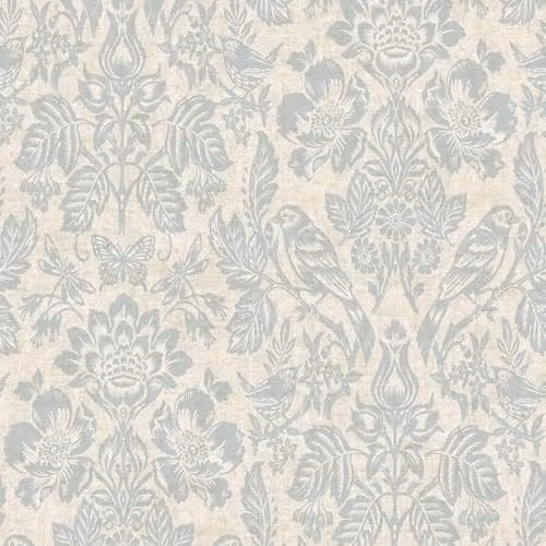 Holden Decor Hawthorn Meadow Blue Textured Blown Vinyl Floral Wallpaper