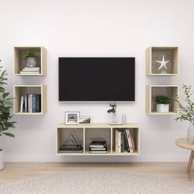 Berkfield Home 5 Piece Sonoma Oak TV Cabinet Set in Brown – 1