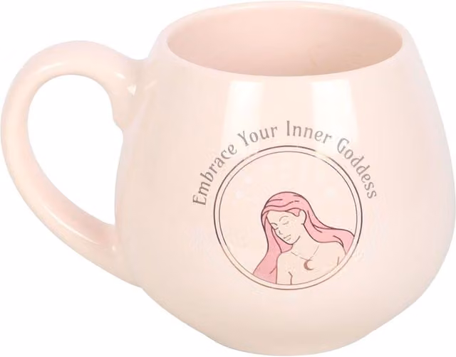 Something Different Embrace Your Inner Goddess Rounded Ceramic Mug in Light Pink