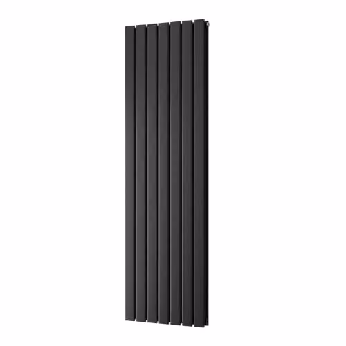 UK Radiators Typhoon Black Flat Tube Vertical Designer Radiator, H: 160 cm, W: 47.6 cm – 2