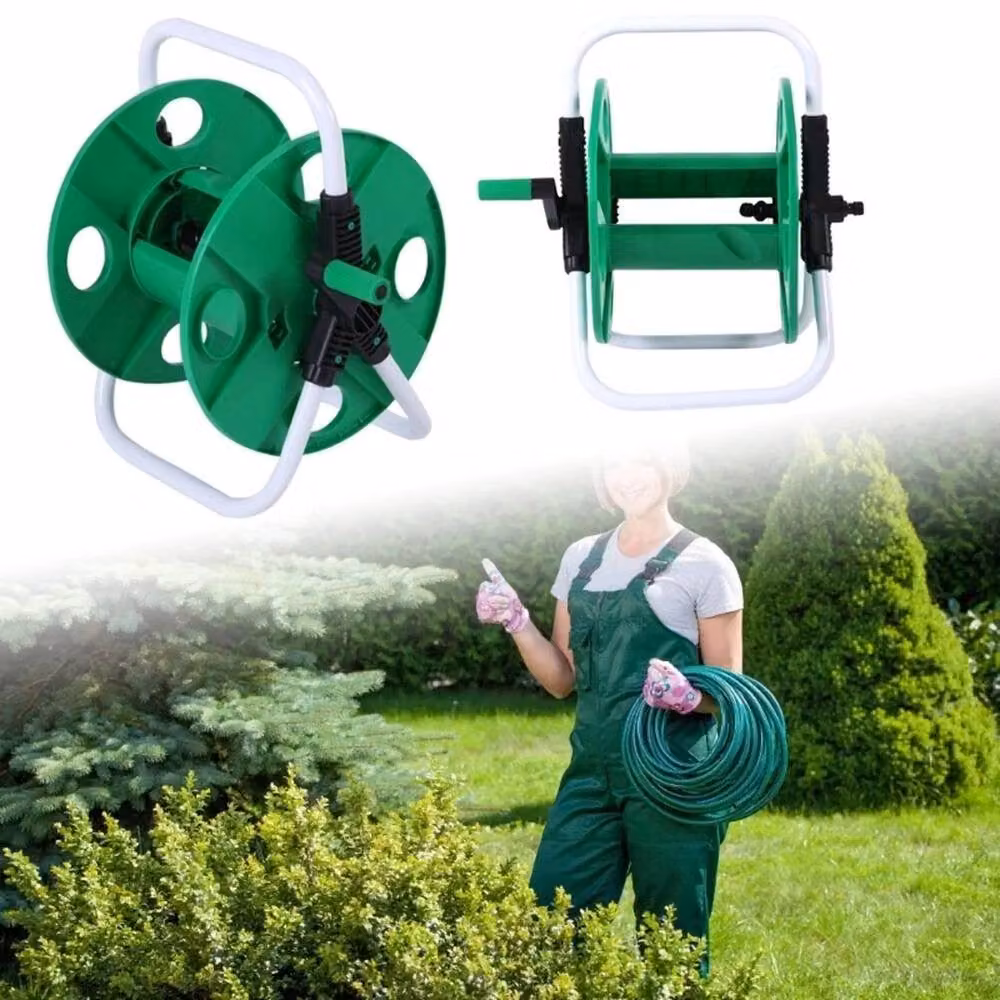 VOGREX Portable Green Freestanding Garden Hose Reel Trolley Cart – 2