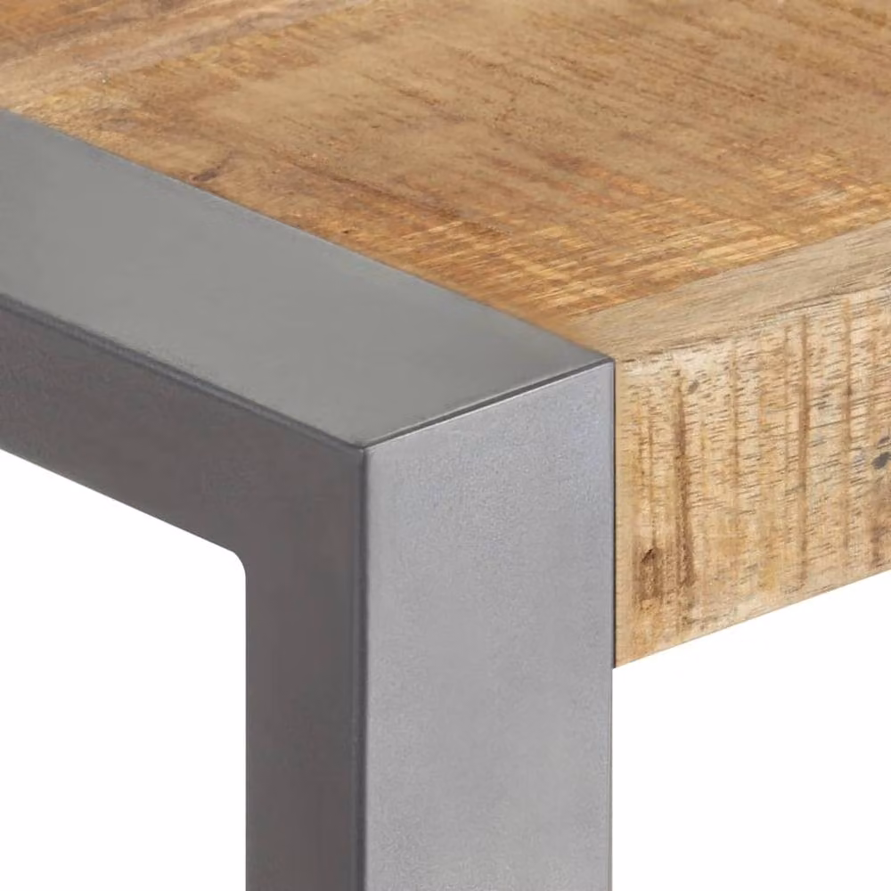 Berkfield Home Grey Solid Rough Mango Wood Square Dining Table W/D/H: 70 x 70 x 75 cm – 2