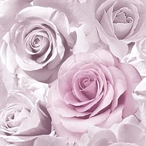 Muriva Madison Glitter Amethyst Floral Wallpaper in Pink and Purple