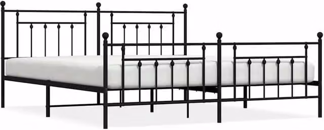 Berkfield Home Metal Bed Frame with Headboard and Footboard in Black W/D/H: 193 x 203 cm