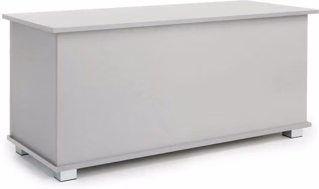 NESTLUNE Grey Wooden Storage Trunk for Toys, Bedding or Blankets, W: 100 cm, D: 15 cm, H: 15 cm – 1