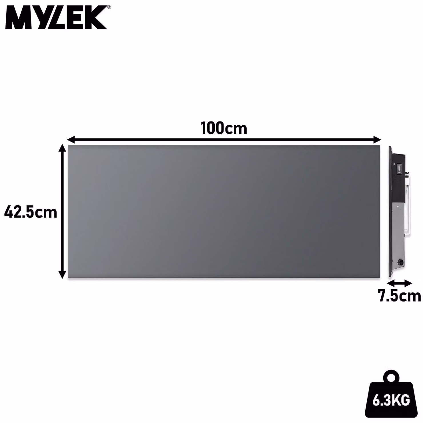 MYLEK 2kW Slimline Electric Panel Convector Heater with WiFi App Control in Anthracite – 3