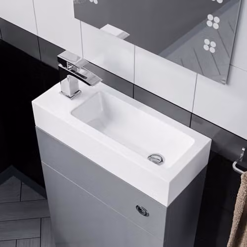 Nes Home Milan Rectangular Resin Basin in White Gloss, W: 50 cm, D: 20 cm