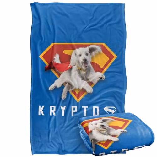 Warner Bros. Superman 2025 Krypto Shield Super Soft Fleece Throw Blanket, Multicolour, W: 91.44 cm x D: 147 cm – 1