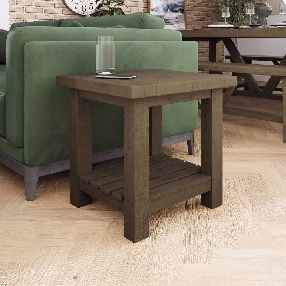 ERGOVEXA Handcrafted Reclaimed Pine Lamp Table in Brown – 4