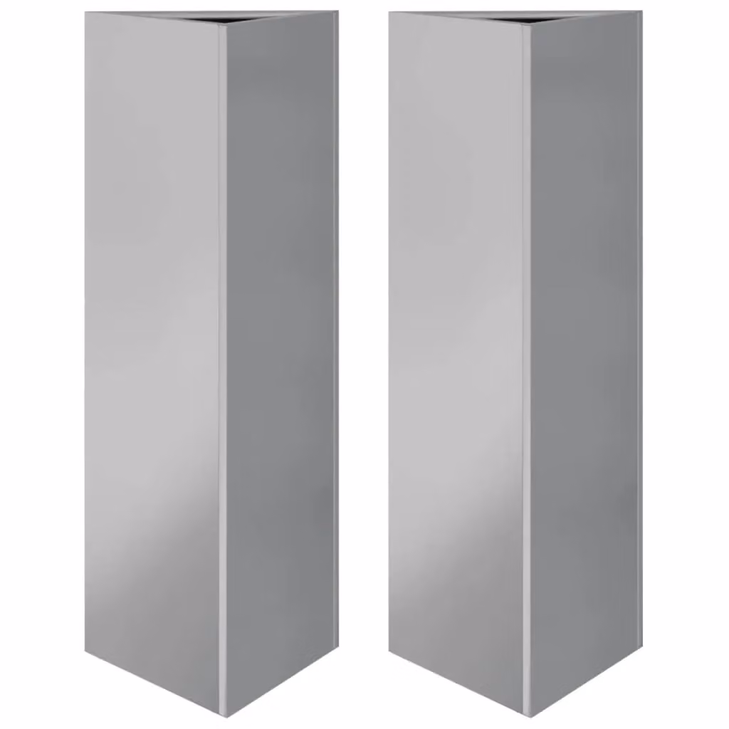 Berkfield Home Set of 2 Triangular Galvanised Steel Garden Planters, Silver, W: 30 cm, D: 26 cm, H: 75 cm – 2